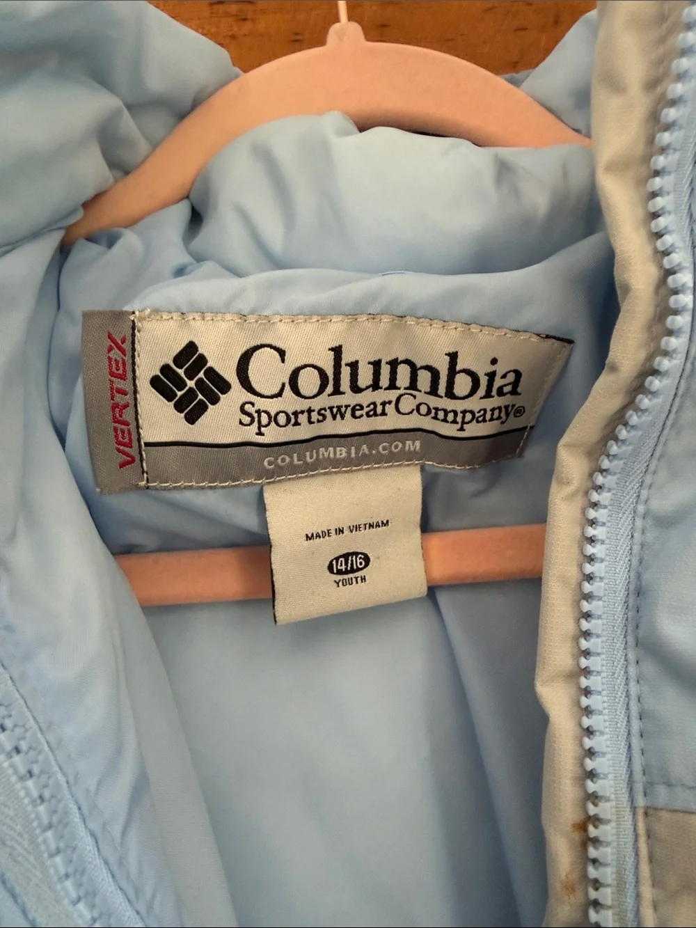 Columbia Youth Light Blue Jacket with Cream Trim